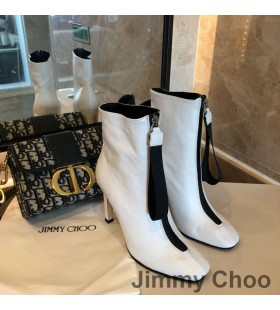 Jimmy Choo Macel 100 Ankel Sokker Kvinner Kalv Lær Hvit