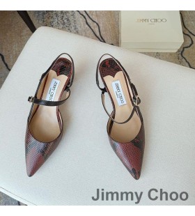 Jimmy Choo Ray 65 Slingback Pumper Kvinner Python Skinn Med JESU Monogram Burgunder