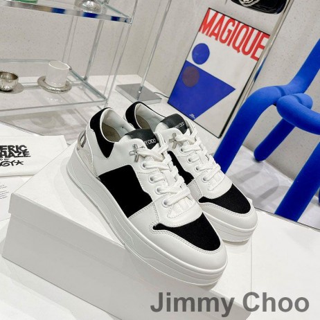 Buty Jimmy Choo Eh P Florent F Unisex Z Cielęcej skóry I płótna żaglowego Białe /Czarne