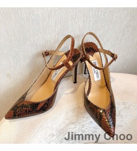 Damskie czółenka Jimmy Choo Fetto 100 z Podnoszonym Oparciem Ze Skóry Węża