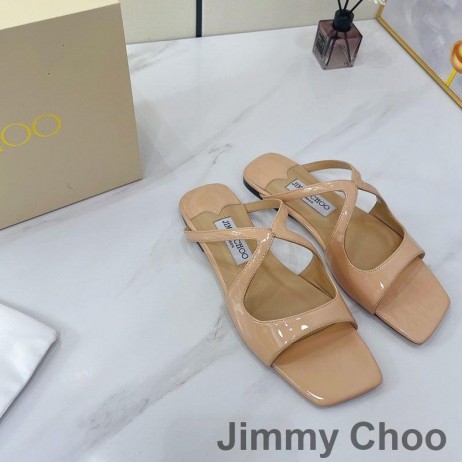 Jimmy Choo Anason Slide-Uri De Femei Din Piele De Brevet De Caise