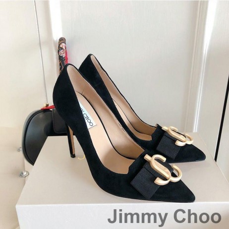 Jimmy Choo Dragoste 100 Pompe de piele de Căprioară Femei Cu JC Emblema Negru