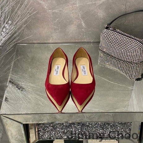 Jimmy Choo Dragoste Apartamente Femei Piele De Căprioară Roșie