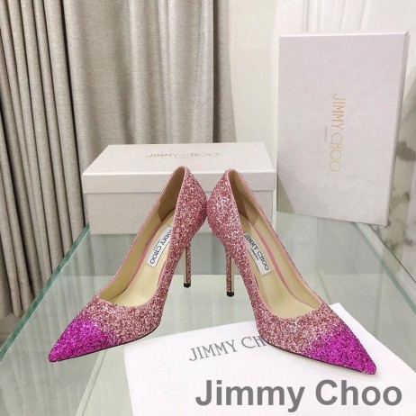 Jimmy Choo Dragoste Pompe De Femei Sclipici Material Cu Degrada Toe Roz/Rose