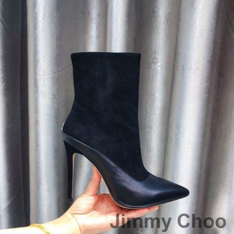 Jimmy Choo Mavie 105 Botine Femei Piele De Căprioară Și Piele Nappa Neagra