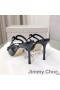 Jimmy Choo Anason 85 Cu Toc Slide-Uri De Femei Din Piele De Brevet Negru/Alb