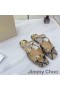 Jimmy Choo Anason Slide-Uri De Femei Elaphe Cu Metalic Lucios Galben