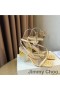 Jimmy Choo Art 85 Sandale Femei Din Piele De Șarpe Cu Plexi Toc Galben