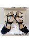 Jimmy Choo Aura 85 Sandale Femei Piele Cu Perle Si Cristale Negre