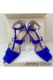 Jimmy Choo Aura 85 Sandale Femei Piele Cu Perle Si Cristale Albastre