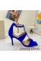Jimmy Choo Aura 85 Sandale Femei Piele Cu Perle Si Cristale Albastre