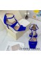 Jimmy Choo Aura 85 Sandale Femei Piele Cu Perle Si Cristale Albastre