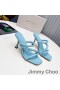 Jimmy Choo Diosa 85 Cu Toc Slide-Uri De Femei Din Piele Cu Curea Împletită Cer Albastru