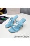 Jimmy Choo Diosa 85 Cu Toc Slide-Uri De Femei Din Piele Cu Curea Împletită Cer Albastru