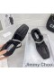 Jimmy Choo Gai Apartamente Balerina Femei Nappa Cu Cristal Curea Negru