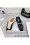 Jimmy Choo Gai Apartamente Balerina Femei Nappa Cu Cristal Curea Negru