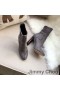 Jimmy Choo Maine 100 Glezna Cizme Femei Piele De Căprioară Cu Cristal Impodobita Cu Toc Gri