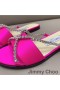 Jimmy Choo Minea Slide-Uri De Femei Sclipici Material Cu Lanț De Cristal Rose