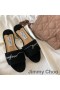 Jimmy Choo Minea Slide-Uri De Piele De Căprioară Femei Impodobita Cu Cristale Negre