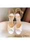 Jimmy Choo Sacora 100 Sandale Femei Florale Dantela Cu Perle Detaliu Alb