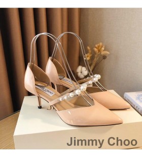 Jimmy Choo Aurelie 65 Pompe De Femei Din Piele De Brevet Cu Perla Roz Înfrumusețarea