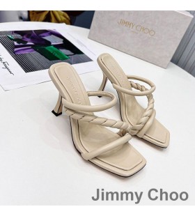 Jimmy Choo Diosa 85 Cu Toc Slide-Uri De Femei Din Piele Cu Curea Împletită De Caise