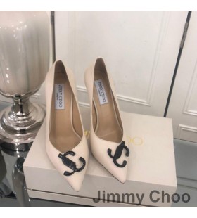 Jimmy Choo Dragoste 100 Pompe de Femei din Piele Cu JC Emblema Bej