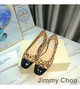 Jimmy Choo Watson Apartamente Femei Leopard De Imprimare Și De Brevete Din Piele Maro/Negru