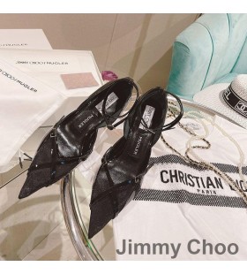 Jimmy Choo x Mugler Curea de 90 De Pompe de Femei din Piele de Oaie È˜i a ochiurilor de PlasÄƒ Negru