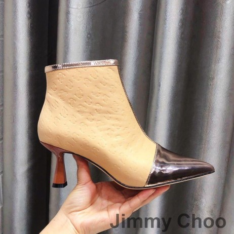 Jimmy Choo Kix Z 65 Členok Botičky Ženy lakovanej Kože A JC Monogram Kožené Khaki