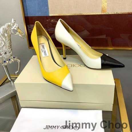 Jimmy Choo Láska 85 Čerpadlá Ženy Patchwork Kožené Žltá