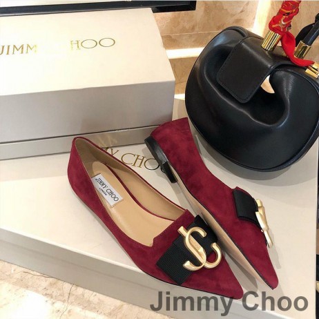 Jimmy Choo Radi Bytov Ženy Semiš S JC Znak Červená