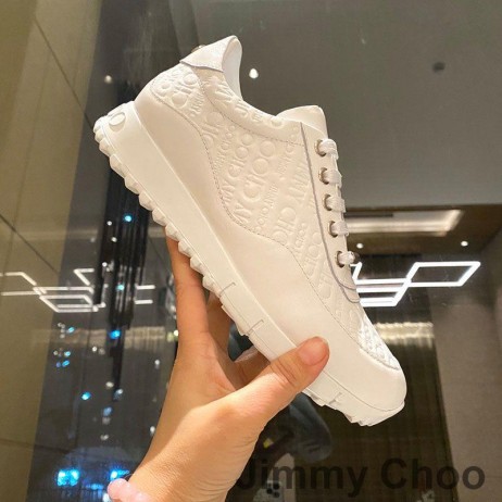 Jimmy Choo Monza Tenisky Ženy Kože S Reliéfne Logo Biela