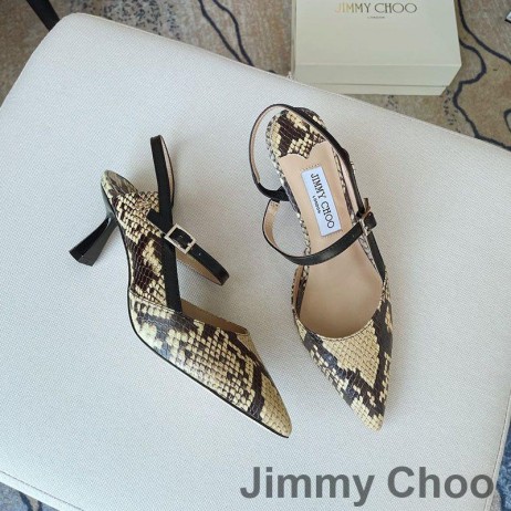 Jimmy Choo Ray 65 Slingback Čerpadlá Ženy Python Kože S JC Monogram Žltá