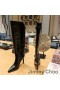 Jimmy Choo Alizze 90 Koleno Botičky Ženy Krokodíla Plastický Kožené Čierne