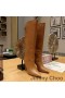 Jimmy Choo Alizze 90 Koleno Botičky Ženy Hladké Kože, Hnedá