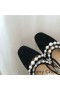 Jimmy Choo Amaya Tkaných Ženy Semiš S Pearl Embellishment Čierna