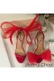 Jimmy Choo Aveline 100 Sandále Ženy Semiš S Veľkými Okami Luky Červená