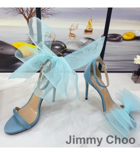 Jimmy Choo Aveline 100 Sandále Ženy Semiš S Veľkými Okami Luky Sky Blue