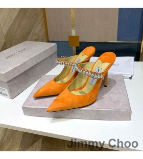 Jimmy Choo Bing Tkaných Ženy Semiš S Krištáľovo A Pearl Popruh Orange
