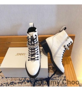 Jimmy Choo Cruz Boj Proti Topánky Ženy Kože S Krištáľovo Podrobne Biela