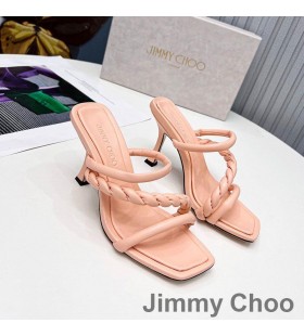 Jimmy Choo Dios 85 Podpätky Listov Ženy Kože S Pletená Popruh Ružová