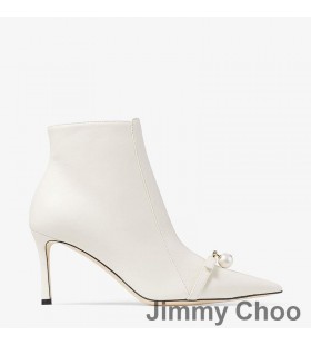 Jimmy Choo Felicitie 85 Členok Botičky Ženy Nappa Kože S Pearl Embellishment Biela