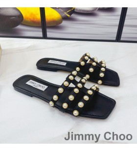 Jimmy Choo Hazal Listov Ženy Nappa S Pearl Klincami Čierna