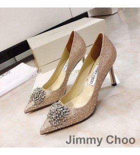 Jimmy Choo Joan 85 Čerpadlá Ženy Lesk Textílie S Ohňostroj Kryštál Ruže Zlato
