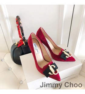 Jimmy Choo Láska 100 Čerpadlá Ženy Semiš S JC Znak Červená