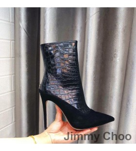 Jimmy Choo Mavie 105 Botičky Ženy Semiš A Krokodíl Plastický Kožené Čierne