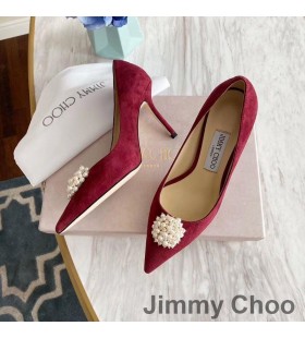 Jimmy Choo Rómov Čerpadlá Ženy Semiš S Pearl Ozdobené Burgundsko