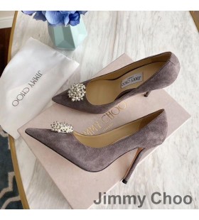 Jimmy Choo Rómov Čerpadlá Ženy Semiš S Pearl Ozdobené Sivá
