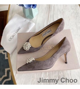 Jimmy Choo Rómov Čerpadlá Ženy Semiš S Pearl Ozdobené Sivá